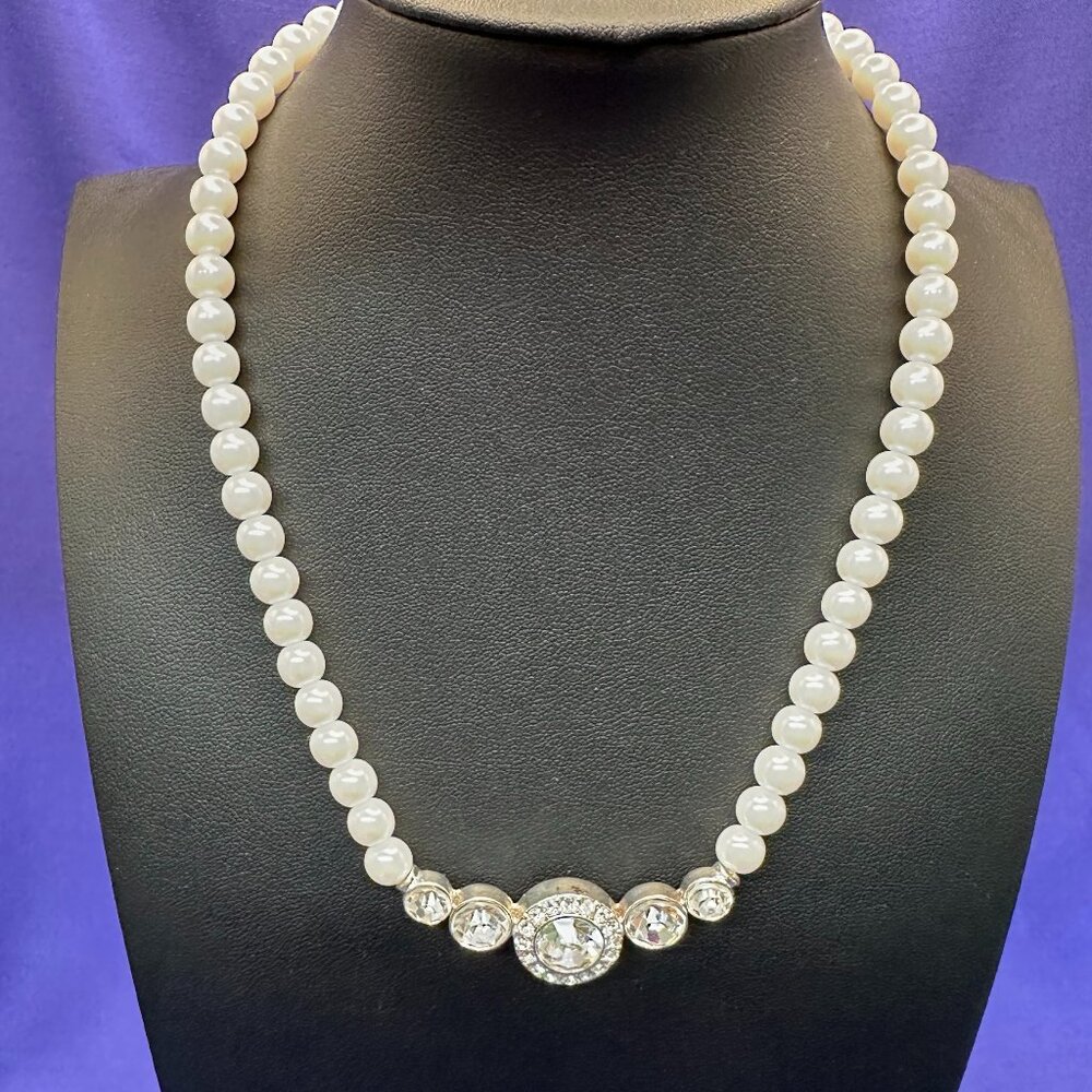Christina Collection Faux Pearl & Crystal Necklace